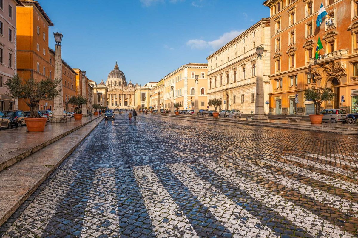 Vatican city on the Via della Conciliazione in the morning.