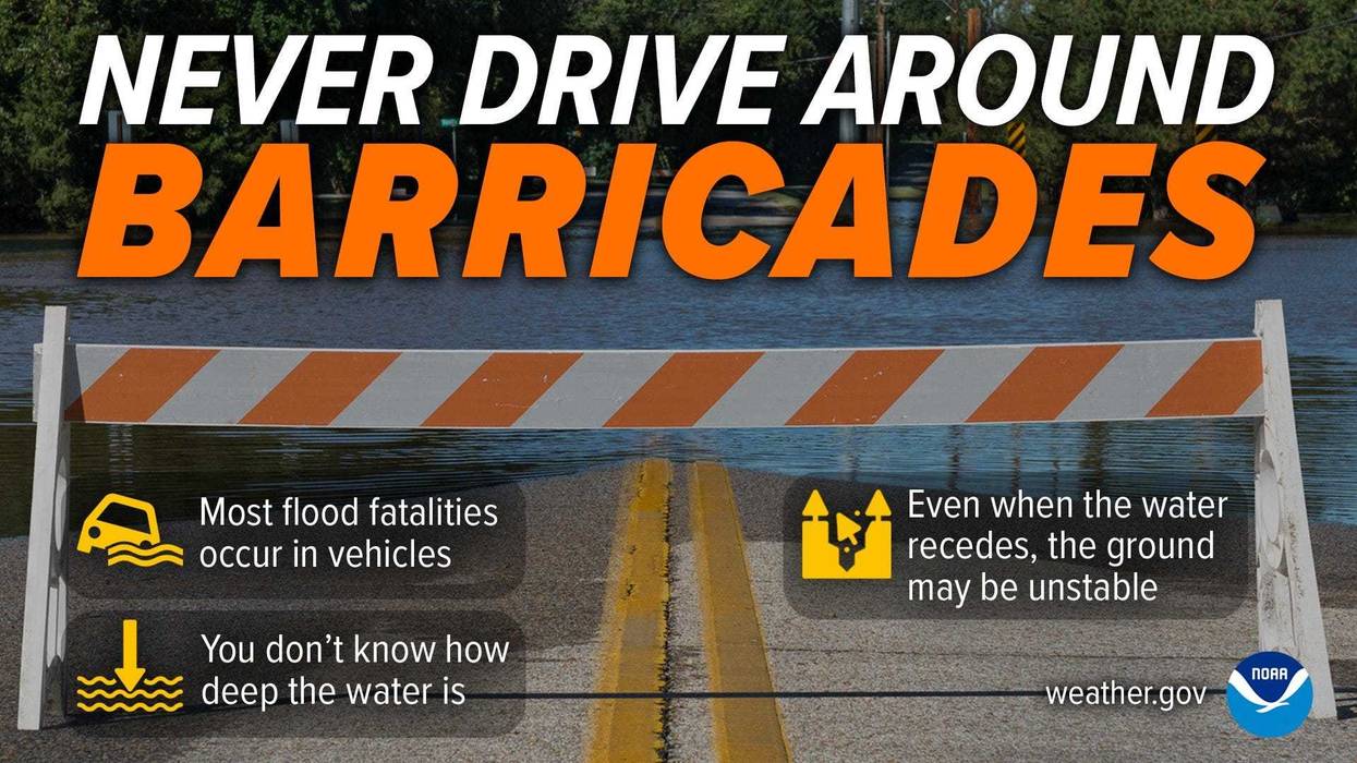 VDOT graphic with road barricade