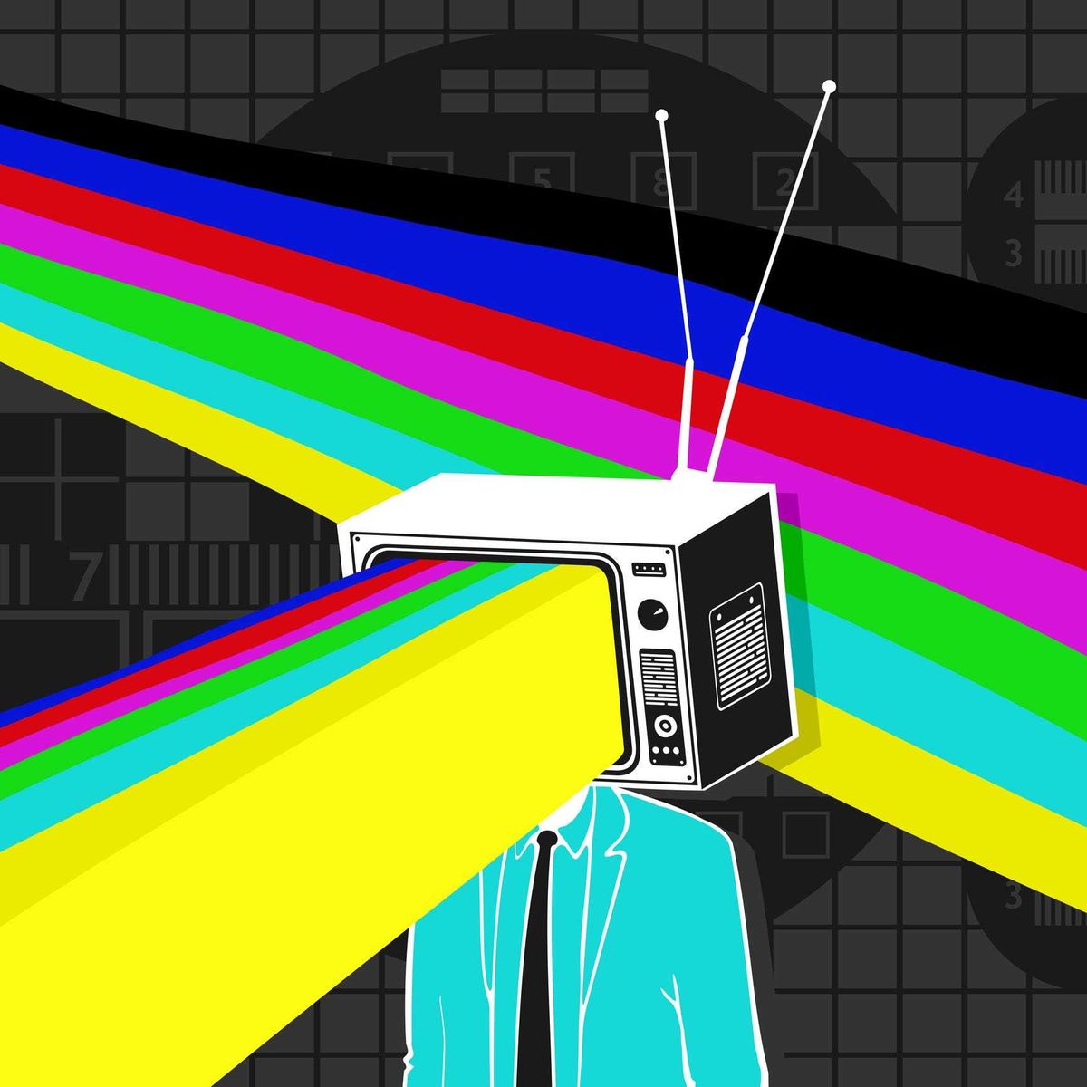Vector illustration man and television