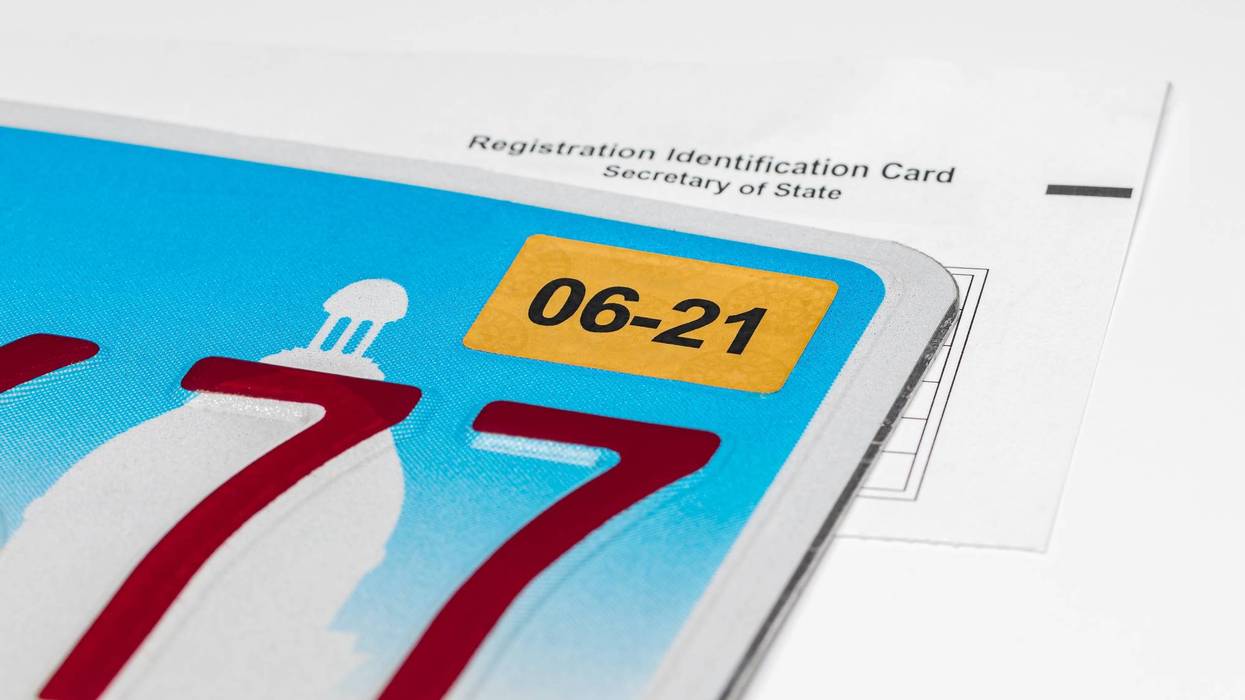 Vehicle license plate, renewal sticker and registration card