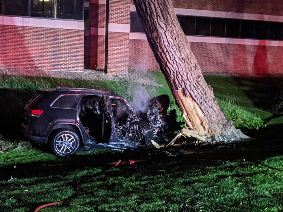 Vehicle remains after fire was extinguished
