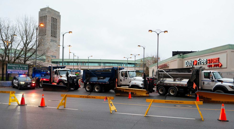 Vehicles blocking the Rainbow Bridge in the wake of the explosion.