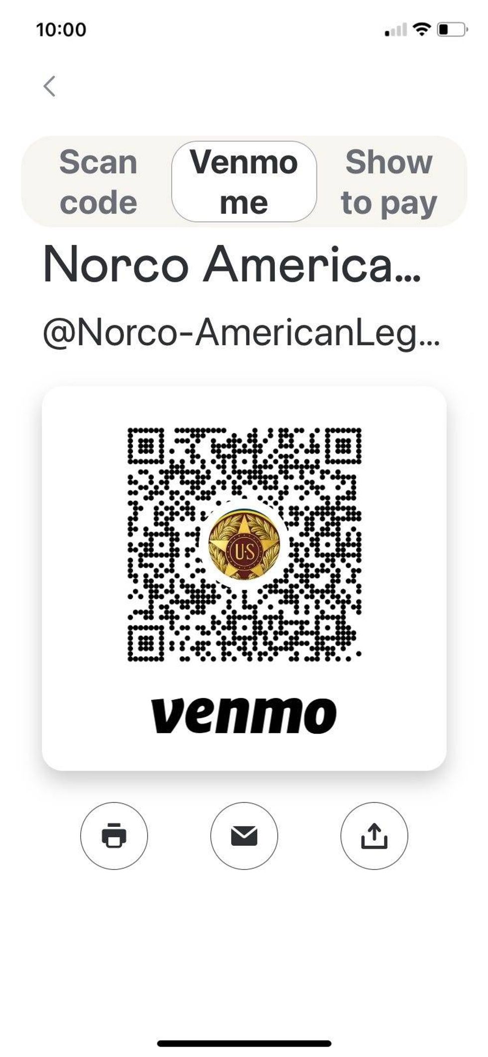 Venmo QR code for American Legion Post 328