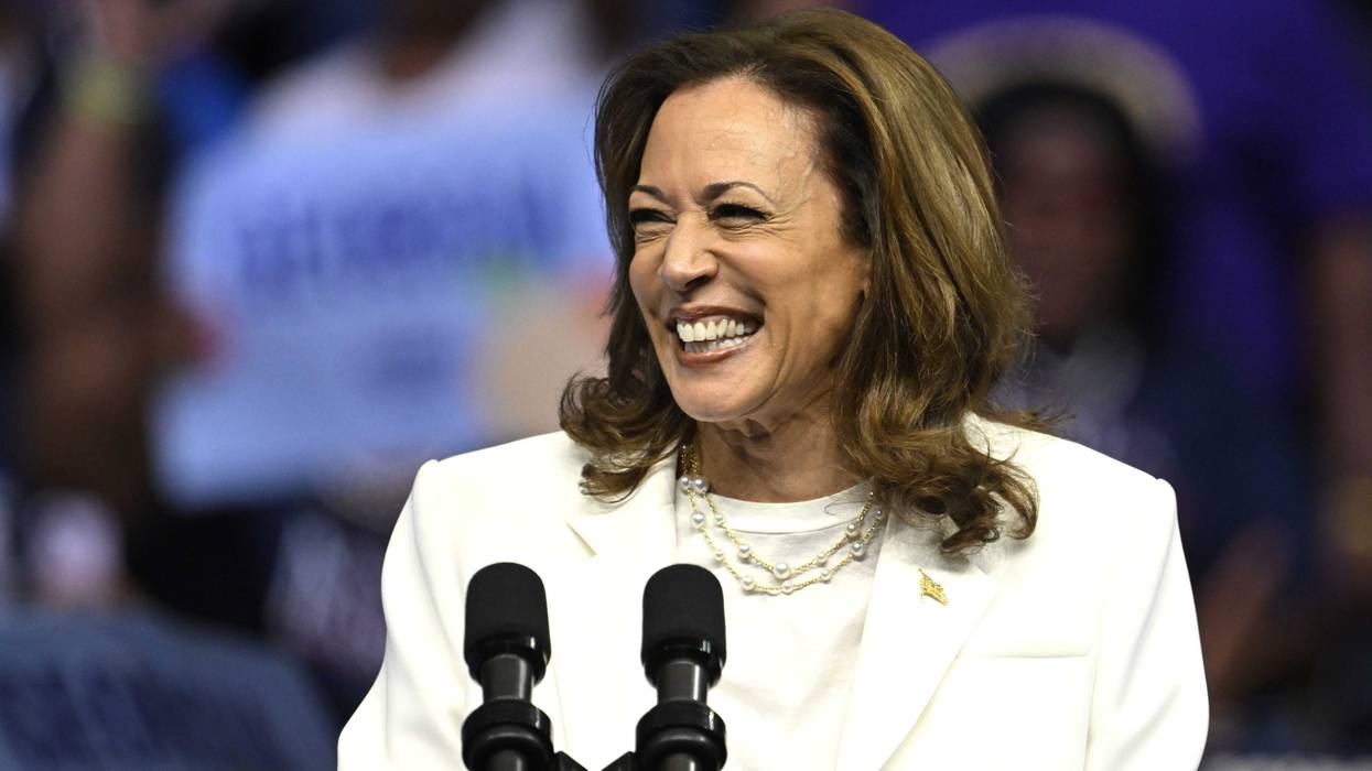 Vice President and presidential candidate Kamala Harris speaks at a campaign rally in Savannah on August 29, 2024