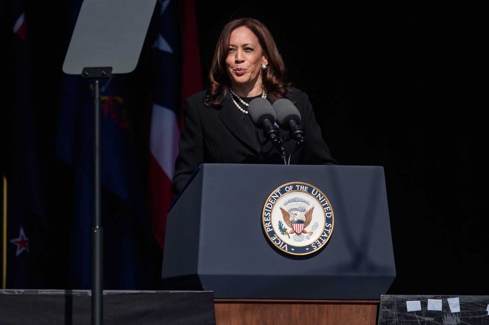Vice President Kamala Harris speaks at the 20th Anniversary remembrance of the September 11, 2001 terrorist attacks at the Flight 93 National Memorial on September 11, 2021 in Shanksville, Pennsylvania