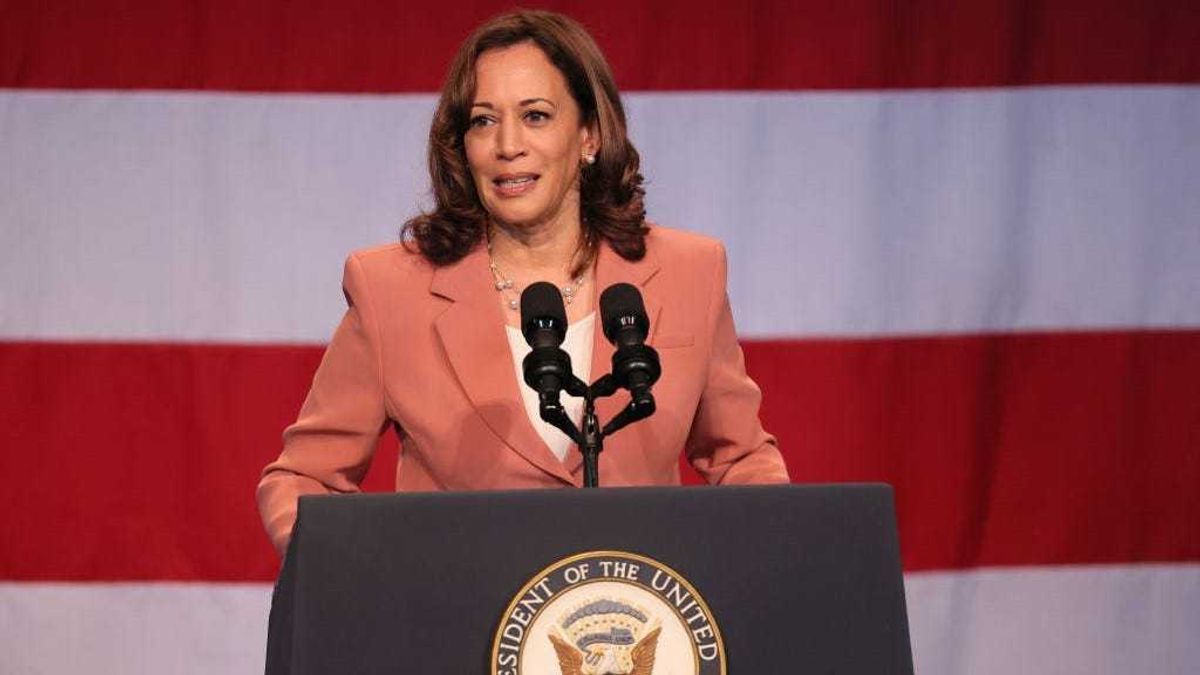 Vice President Kamala Harris speaks at the Billie Holiday Theatre in Restoration Plaza on July 28, 2022 in the Bedford-Stuyvesant neighborhood of Brooklyn borough in New York City.