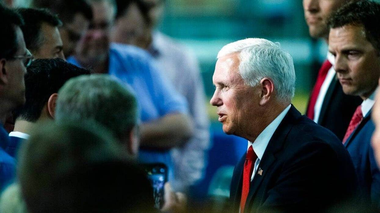 Vice President Mike Pence meets with people at JLS Automation in York, Pa., Thursday, June 6, 2019.