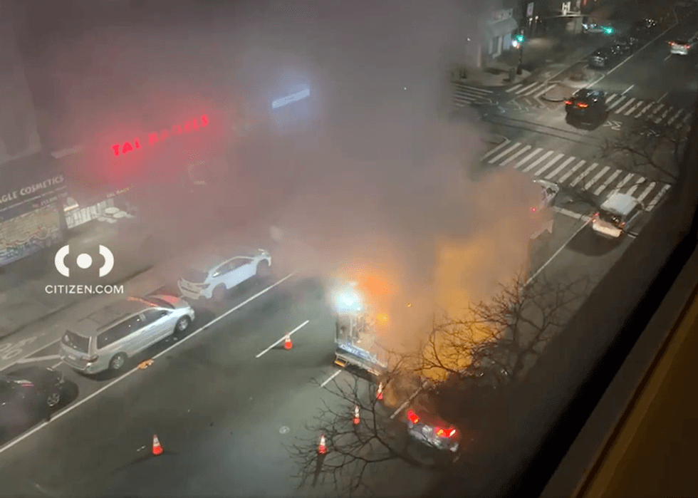 Video appears to show a utility truck being engulfed in steam.