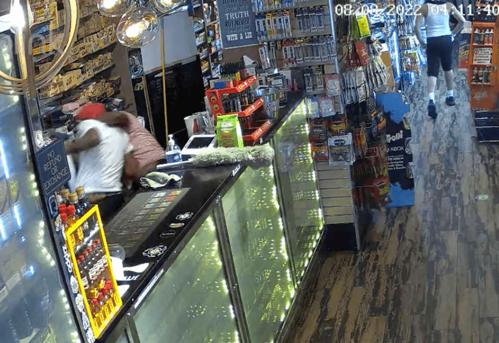 Video shows a customer putting the gunman in a headlock behind the a counter. Police said he was shot during the struggle