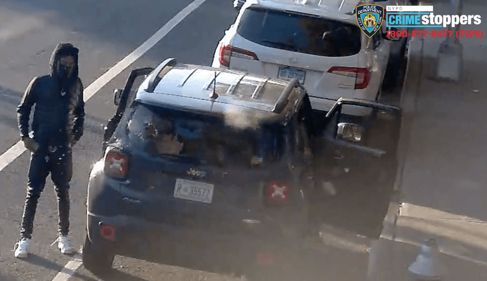 Video shows a shot shattering the window of the Jeep as the man exits the vehicle