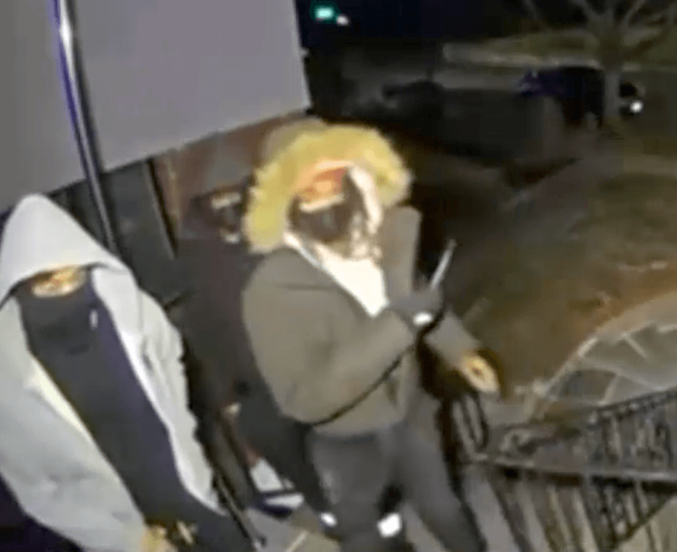 Video shows one suspect holding what appears to be a cutting instrument during the burglary