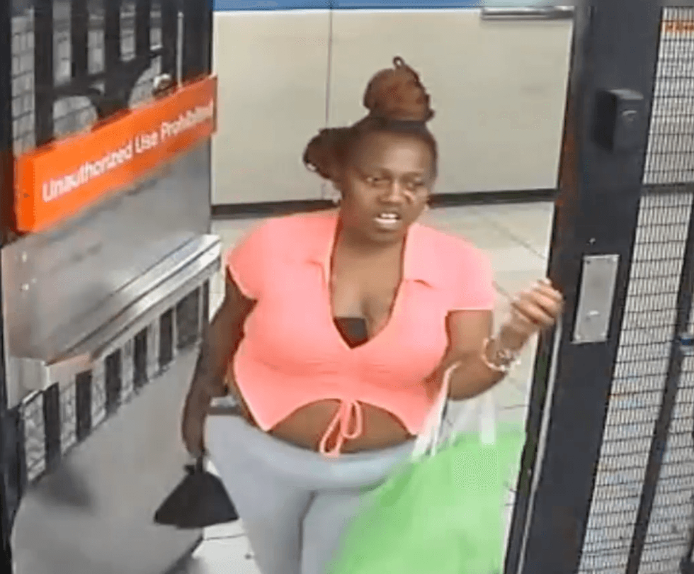 Video shows the female suspect in the attack
