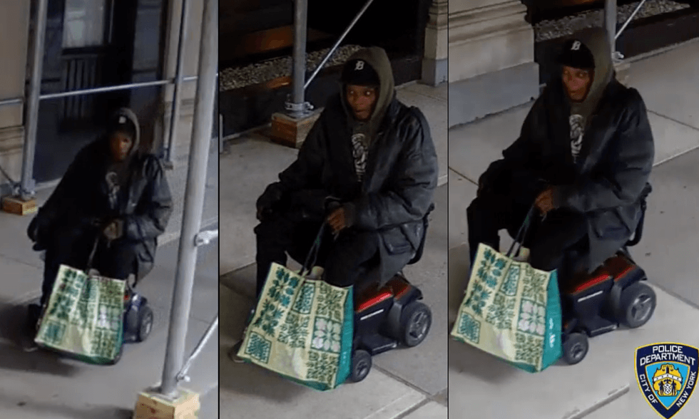 Video shows the thief driving the electric wheelchair at a snail