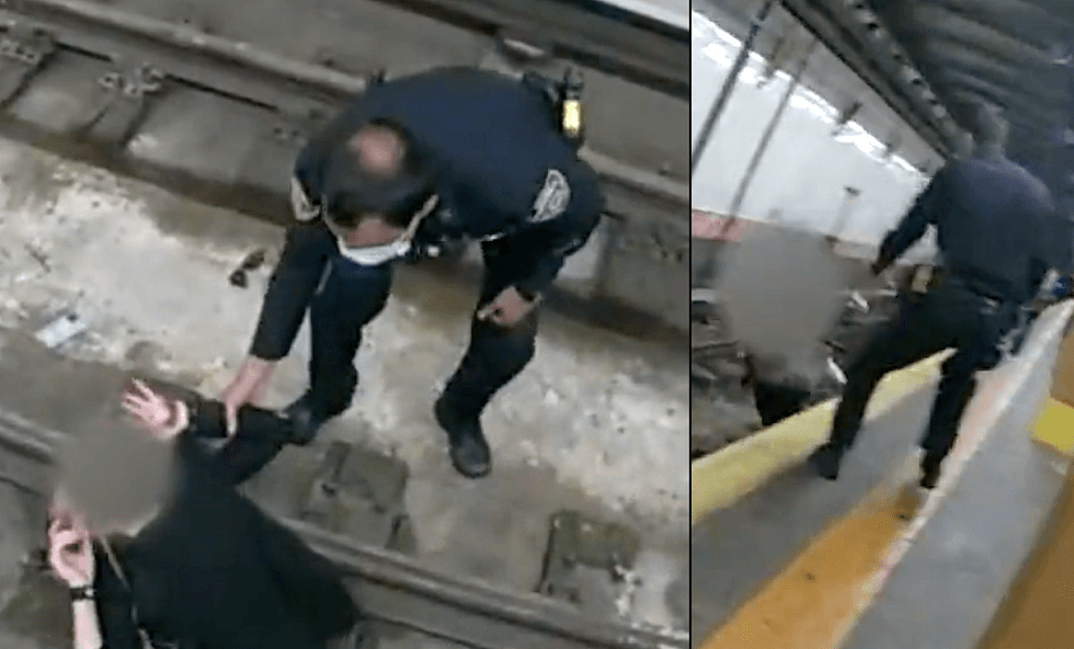Video shows two officers racing to rescue a woman moments after she fell to the tracks at a subway station in Bay Ridge on Monday morning