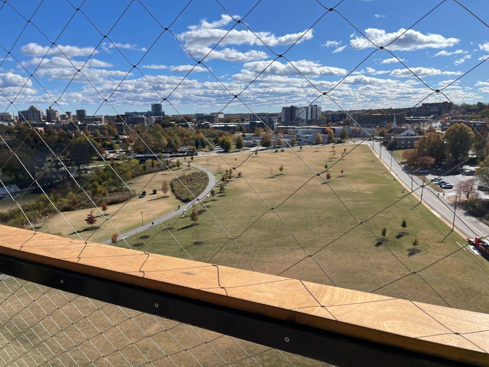 View from the observation deck of the new Vivian A. Wong Honor Tower in Unity Park