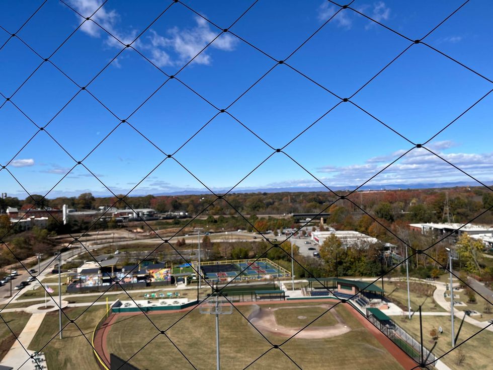 View from the observation deck of the new Vivian A. Wong Honor Tower in Unity Park