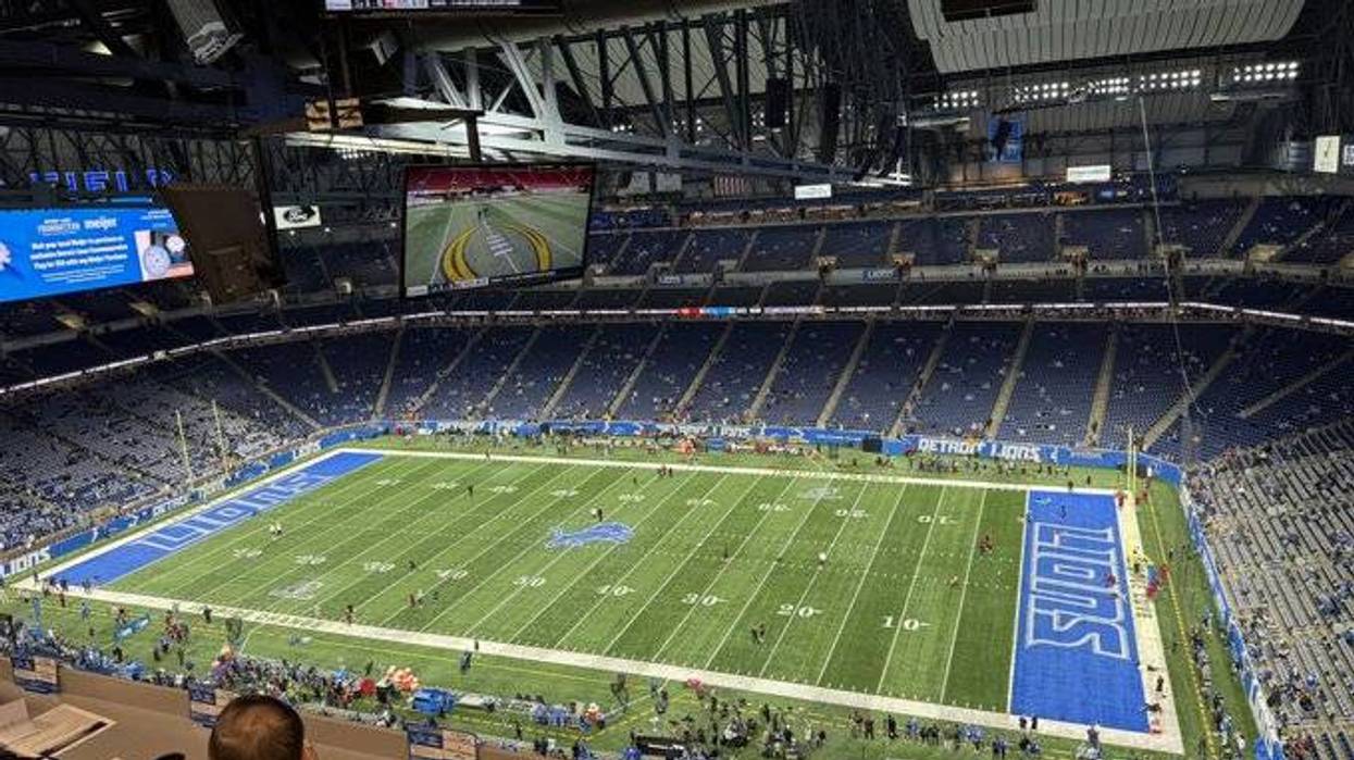 View inside Ford Field on game day.