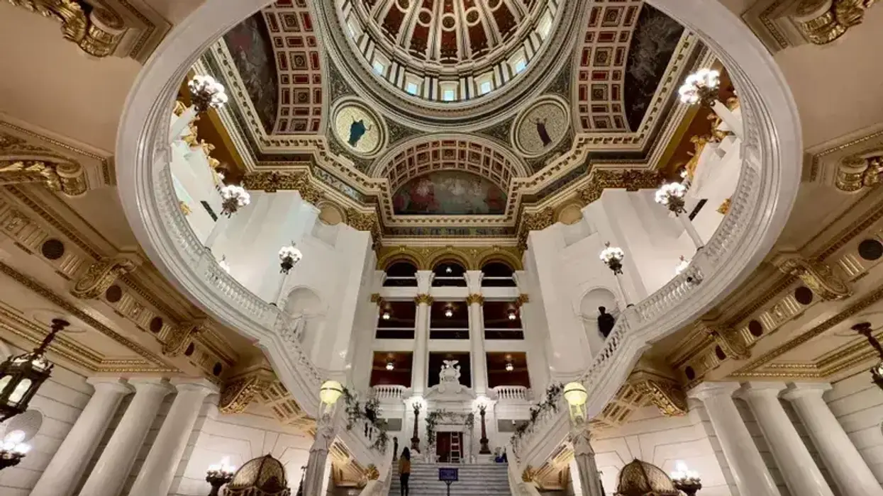 View inside of the state capitol dome in Harrisburg, Pennsylvania, on April 2, 2023.