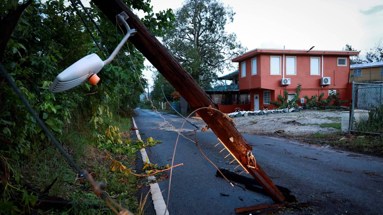 View of a downed electricity pole on September 20, 2022 in Cabo Rojo, Puerto Rico. Although little damage to the electrical grid was visible, over one million people are still without electricity two days after Hurricane Fiona struck this Caribbean nation.