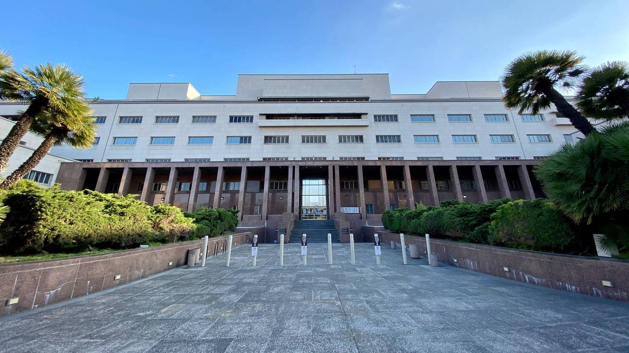 view of administrative building from sidewalk