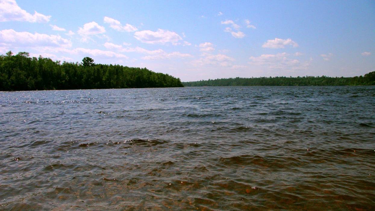 View of Fall Lake from the Kawishiwi Falls Trail beach near Ely, MN in the Superior National Forest.