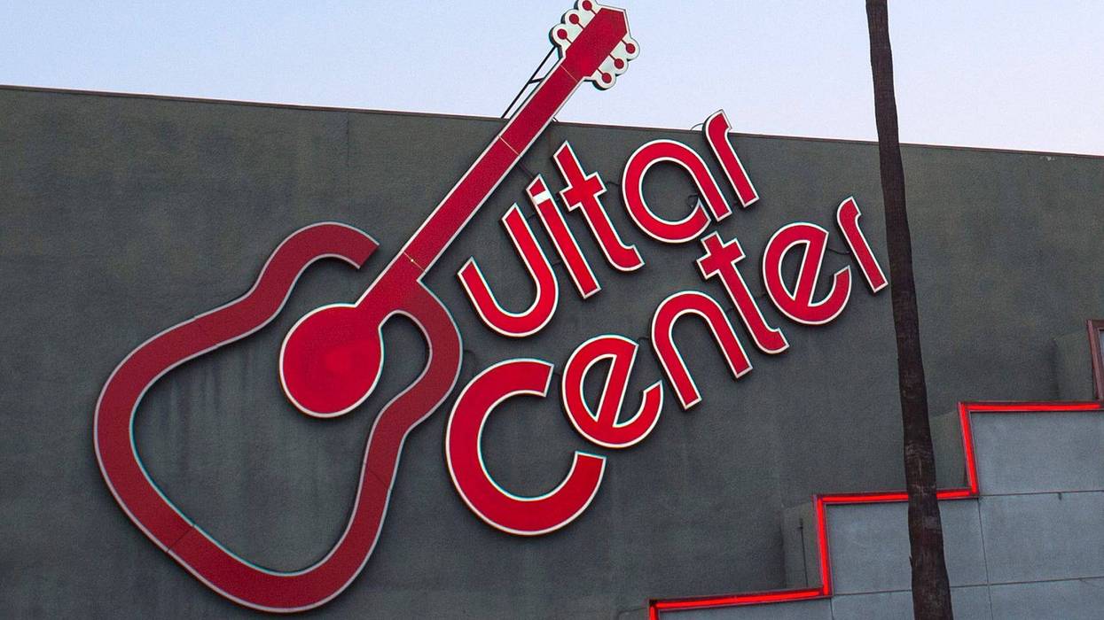 View of Guitar Center, Johnny Hallyday's favorite Guitar store, on Sunset Boulevard, on December 6, 2017, in Hollywood, California. He was a legend in the French-speaking world but in Los Angeles, the city of Hollywood celebrities, Johnny Hallyday was a discreet star who still "devoured life".