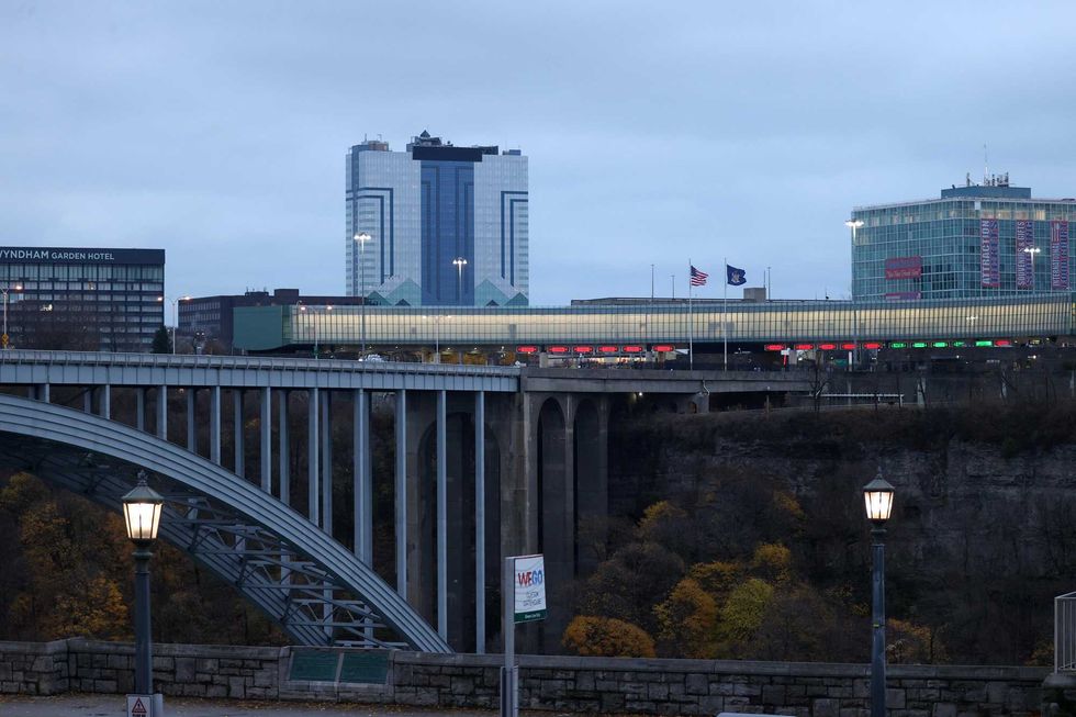 View of the Rainbow Bridge after a car exploded Wednesday.