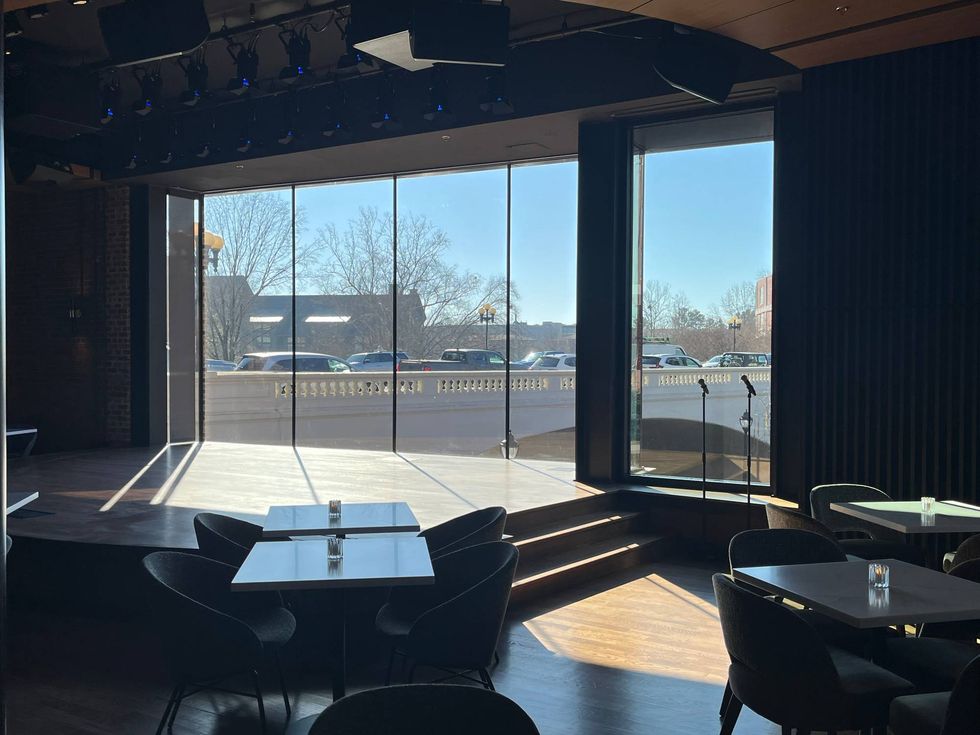 View out of the massive back window at the new "The Mockingbird on Main Street" venue space