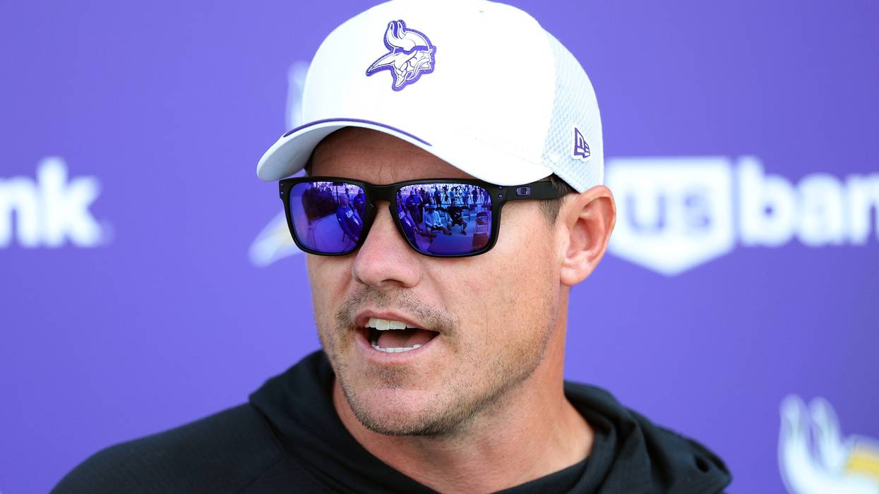 Viking Coach Kevin O'Connell tries to keep his team focused during joint practices with Baltimore