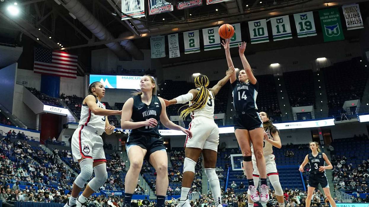 Villanova Wildcats forward Brianna Herlihy (14) shoots against the UConn Huskies in the second half at XL Center.