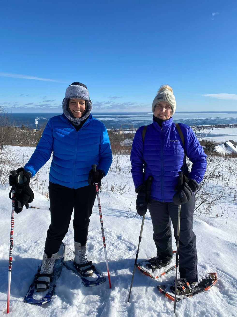 Vineeta Sawkar snowshoeing.