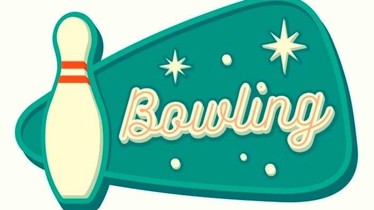 Vintage bowling sign in traditional American style. Isolated vector illustration.