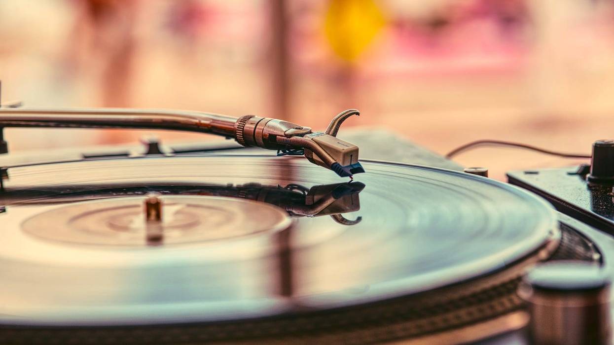 Vinyl record on turntable