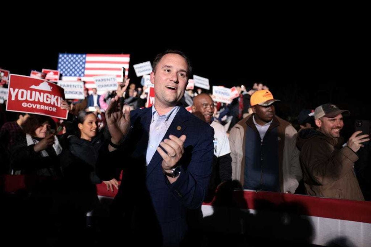 Virginia Republican Attorney General candidate Jason Miyares claps at a campaign rally for Virginia Republican gubernatorial candidate Glenn Youngkin at the Loudon County Fairground on November 01, 2021 in Leesburg, Virginia.