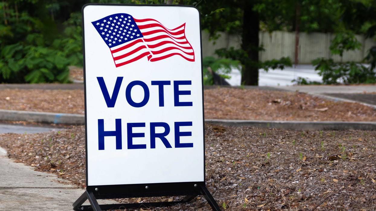 'Vote Here' sign