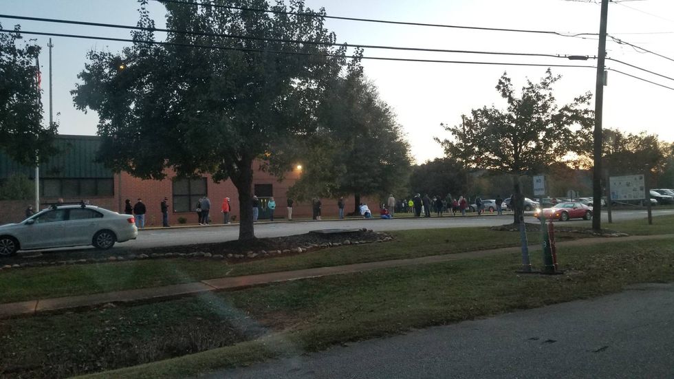 Voters outside Duncan Chapel Elementary