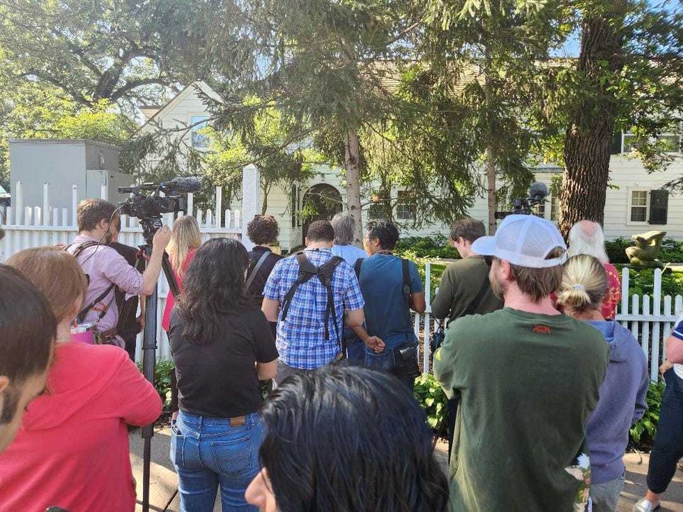 Waiting to get a glimpse of Governor Walz