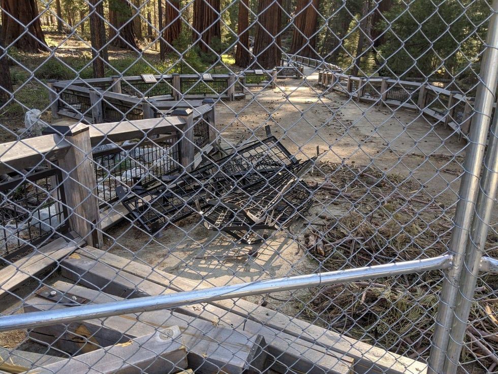 Walkway fencing damaged in a January 19 wind event.