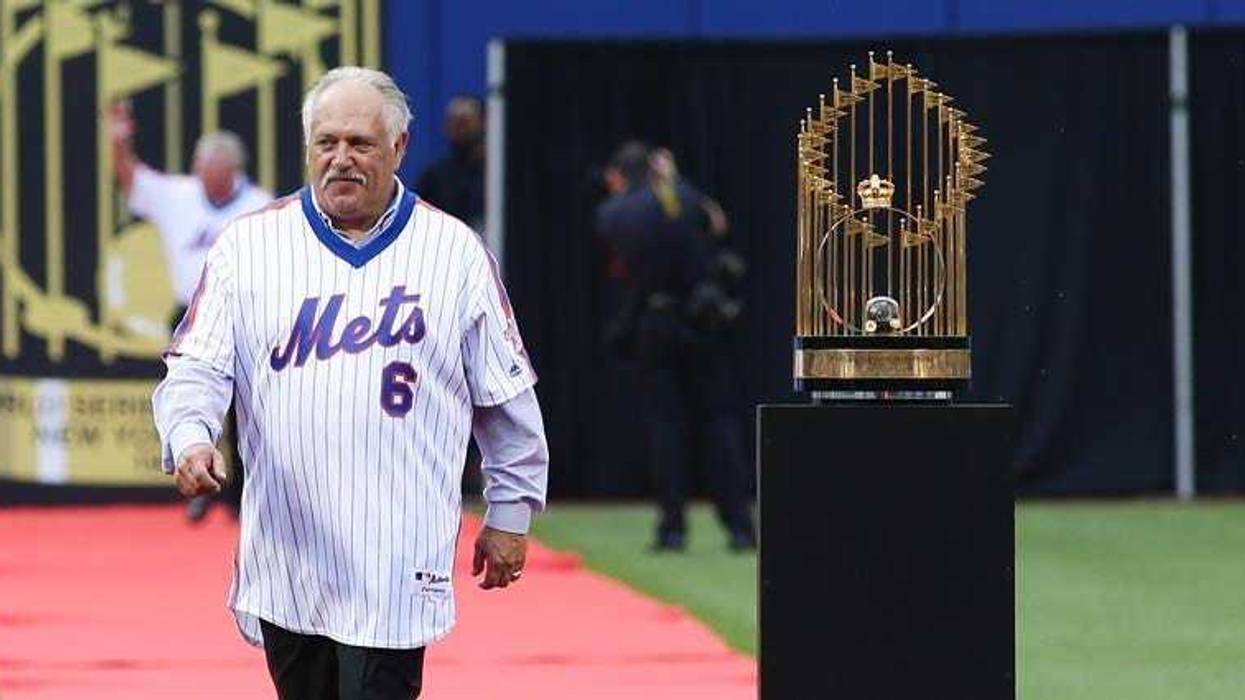 Wally Backman is introduced to the crowd during a pregame ceremony honoring the Mets' 1986 World Series championship team on May 28, 2016, at Citi Field.