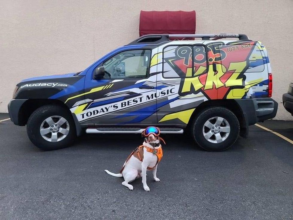 Wally in front of KRZ vehicle