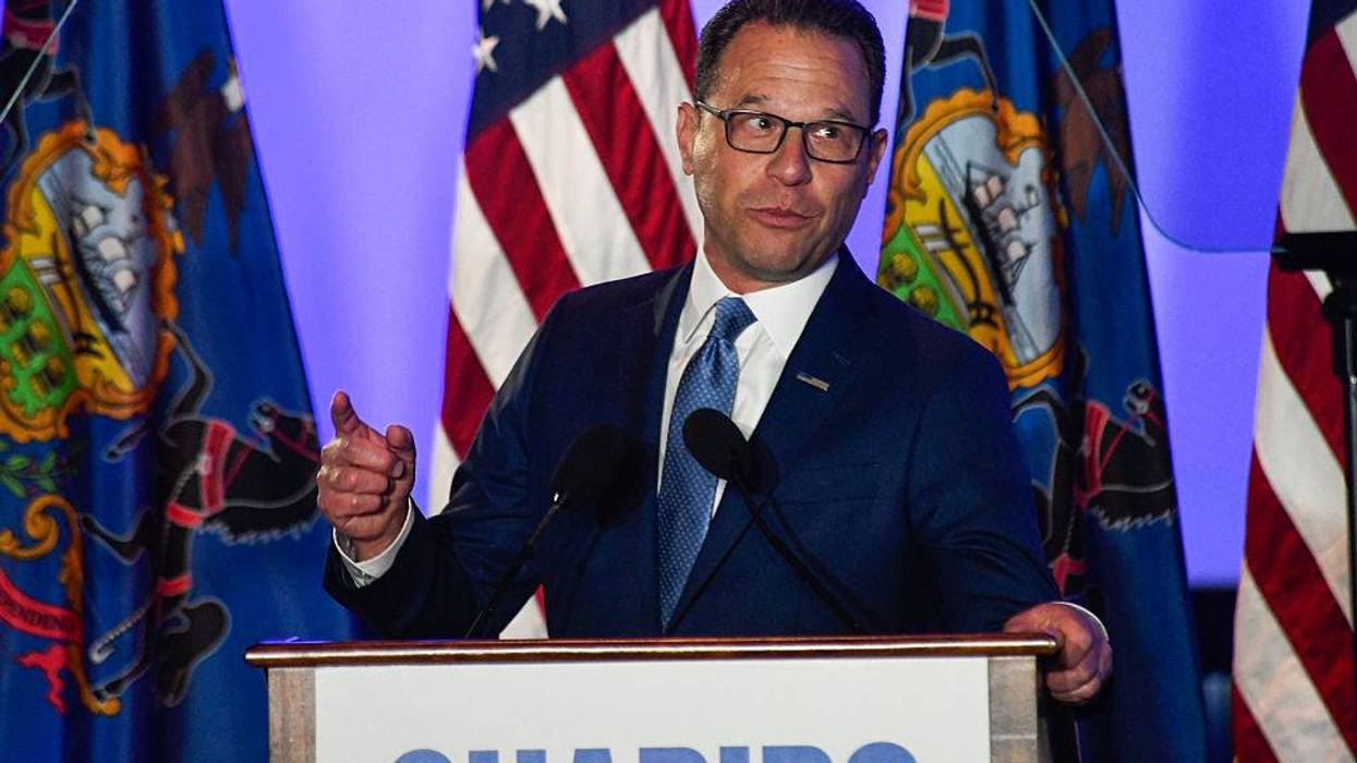 WARMINSTER, PENNSYLVANIA - MAY 19: Governor Josh Shapiro speaks during a Primary Election night event at The Fuge on May 19, 2026 in Warminster, Pennsylvania. Governor Shapiro is running unopposed in the Democratic midterm primary election.