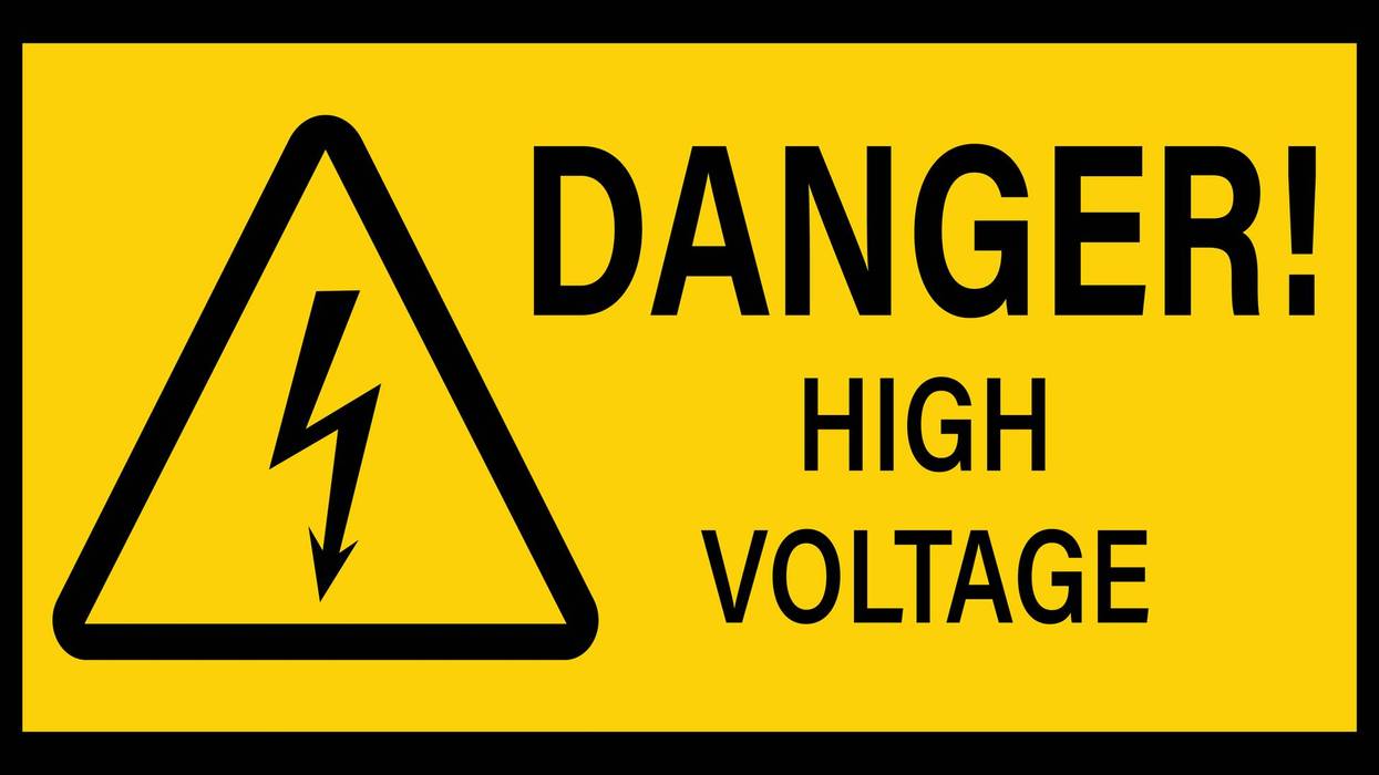 Warning High Voltage Label Symbol. Danger! High Voltage