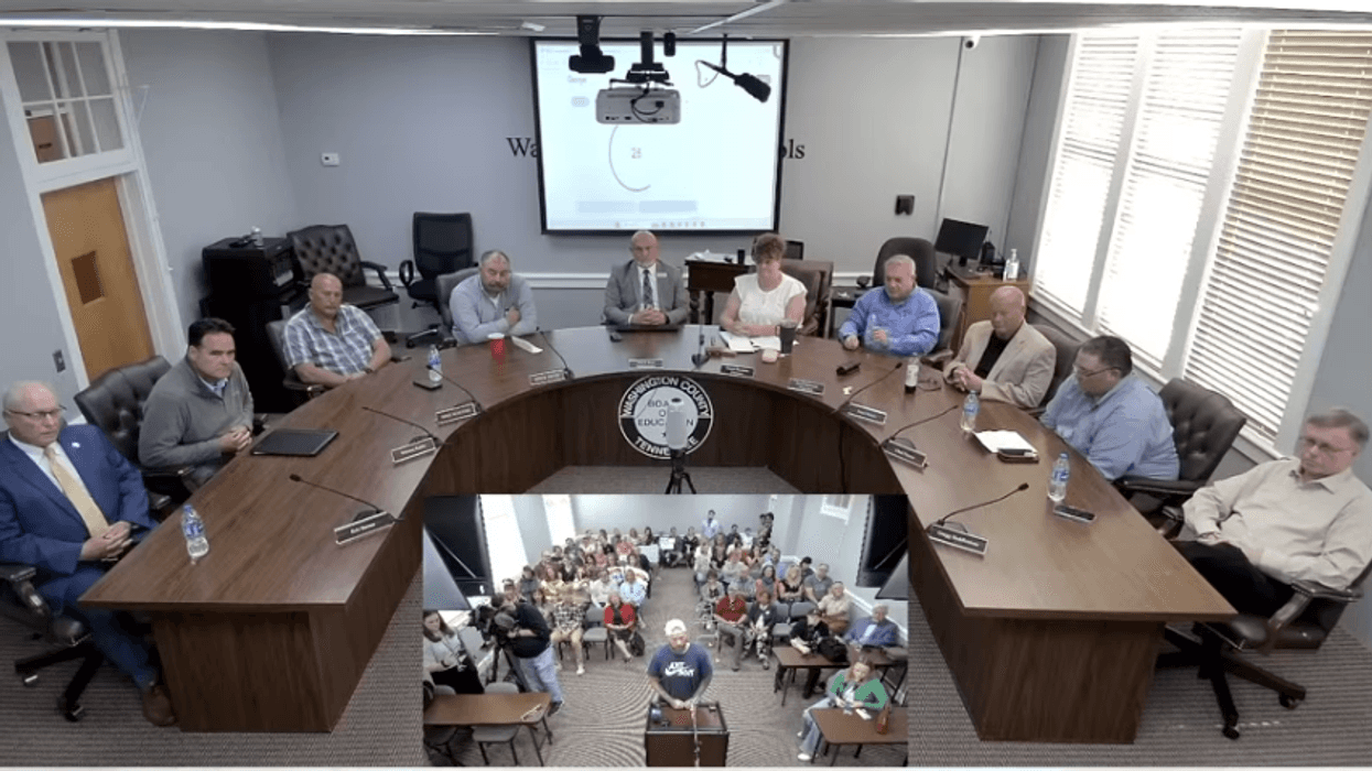 Washington County School Board members at the April 8, 2026 emergency meeting.