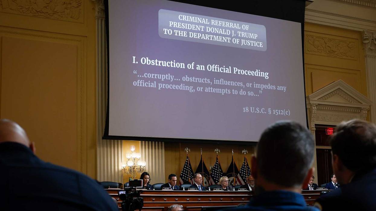 WASHINGTON, DC - DECEMBER 19: Members of the House Select Committee to Investigate the January 6 Attack on the U.S. Capitol hold its last public hearing in the Canon House Office Building on Capitol Hill on December 19, 2022 in Washington, DC. The committee outlined its criminal referral to the Justice Department of insurrection, obstruction of an official proceeding of Congress and conspiracy to defraud the United States against former President Donald Trump