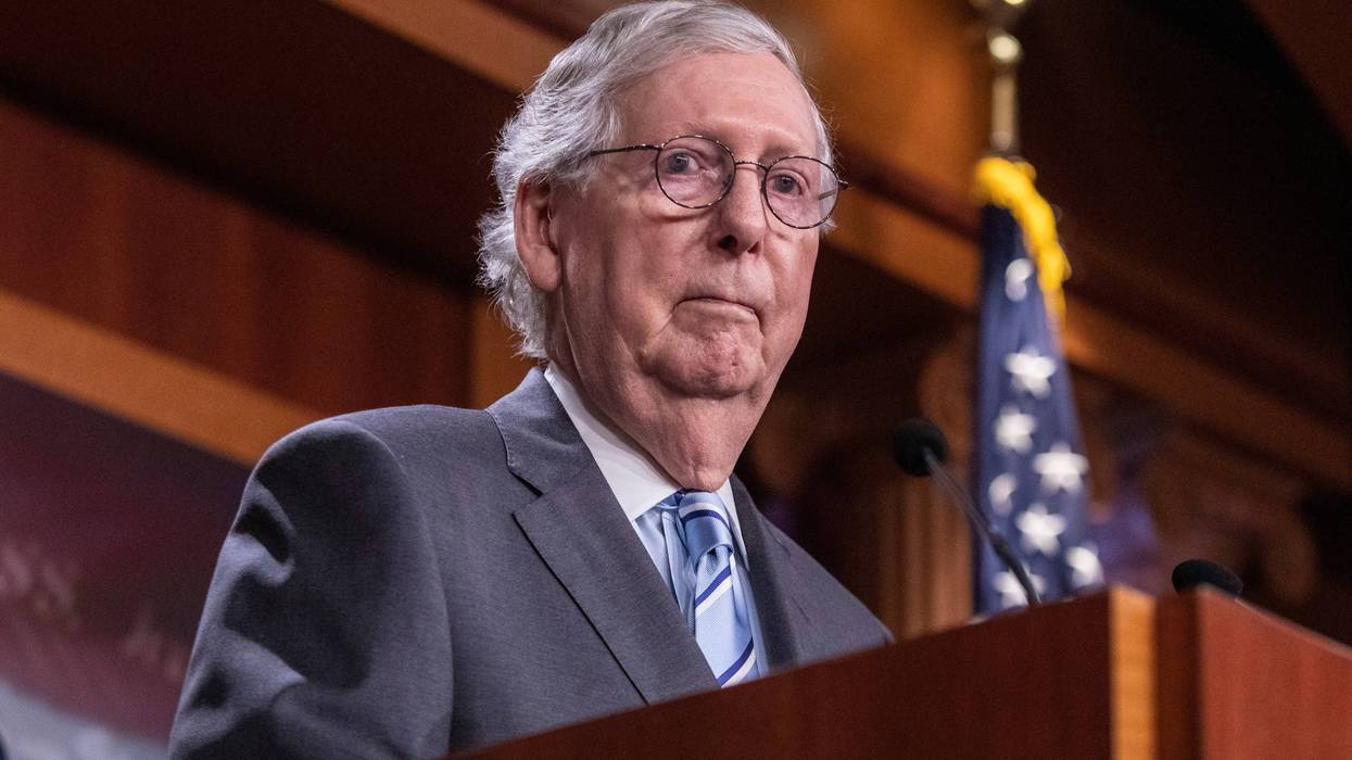 WASHINGTON, DC - JULY 26: Senate Minority Leader Mitch McConnell (R-KY) answers questions during a press conference following the weekly Republican Party luncheon on July 26, 2022 at the U.S. Capitol in Washington, DC. The Republicans addressed issues including inflation and the potential of Sweden and Finland becoming NATO members.