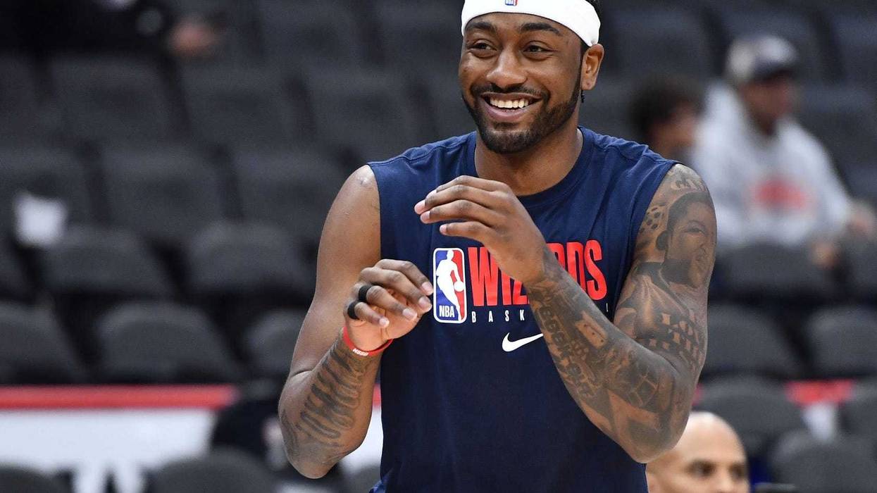 Washington Wizards guard John Wall (2) on the court before the game between the Washington Wizards and the Atlanta Hawks at Capital One Arena.