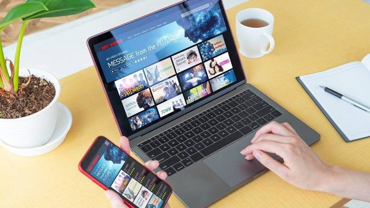 Watching movie on laptop
