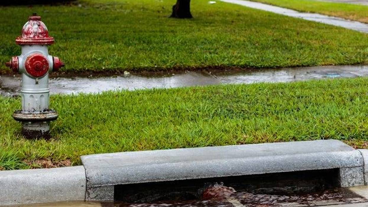 Water flowing into a storm drain