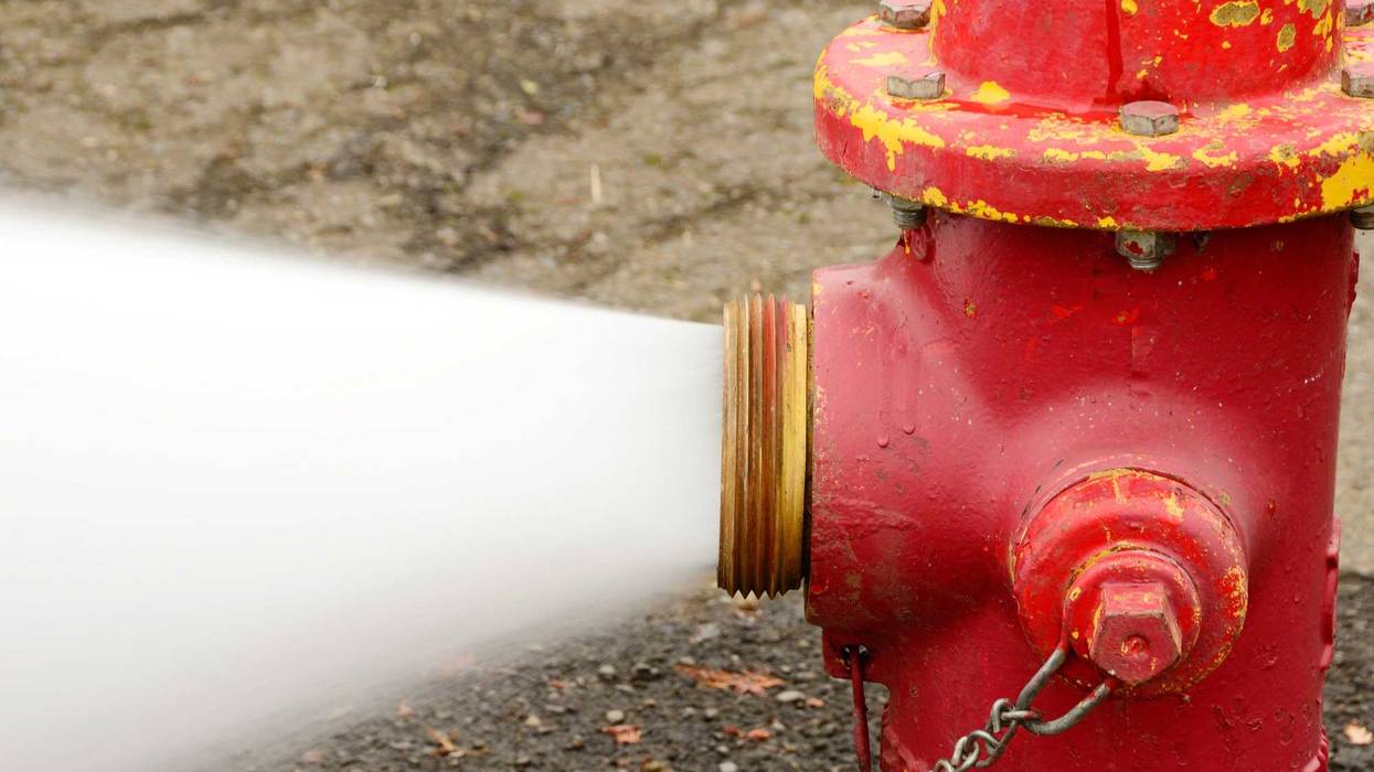 water gushing from fire hydrant