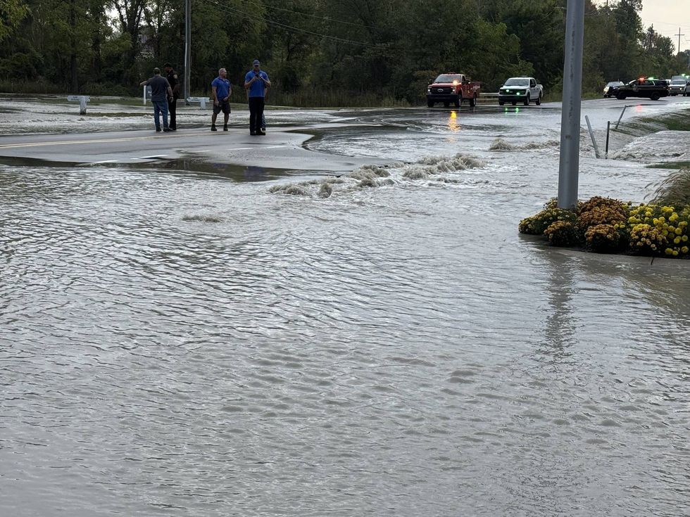 water over the road in Novi